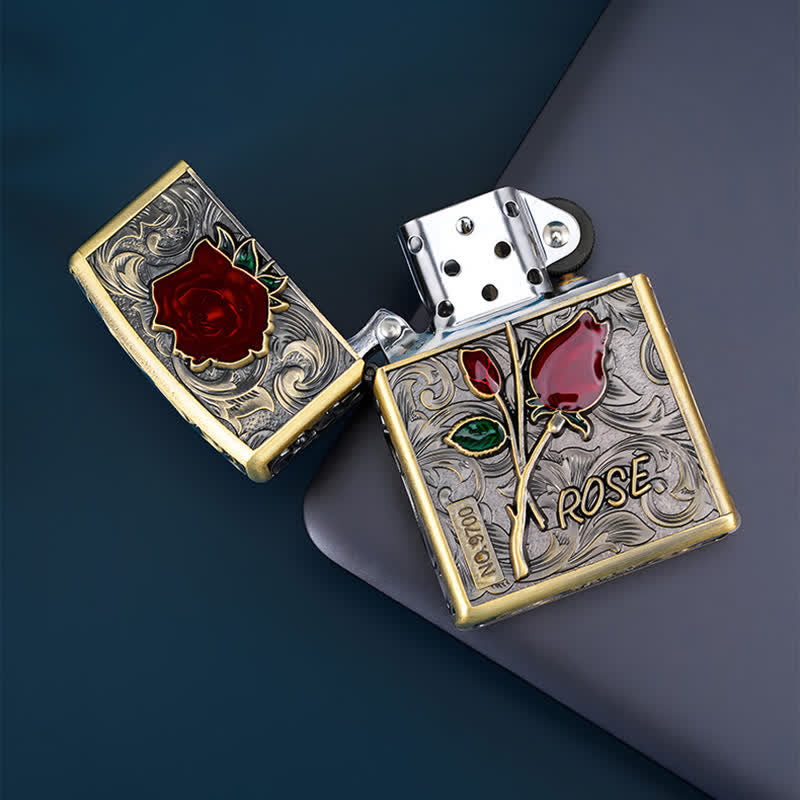 Portable Rose Flowers Refillable Kerosene Lighter - image 5