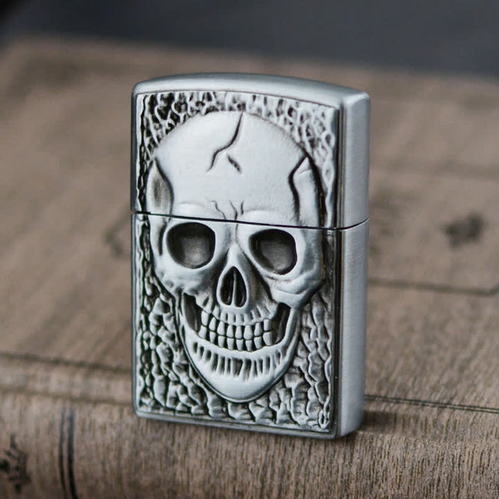 Large Skull Head Design Refillable Butane Lighter - Silver - image 9