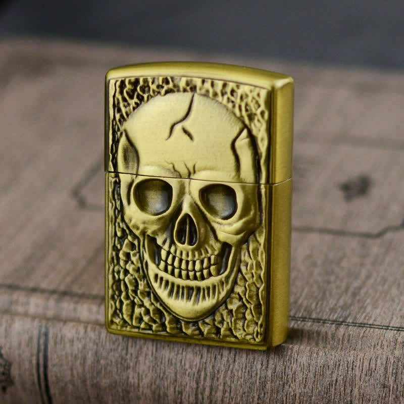 Large Skull Head Design Refillable Butane Lighter - Bronze - image 0