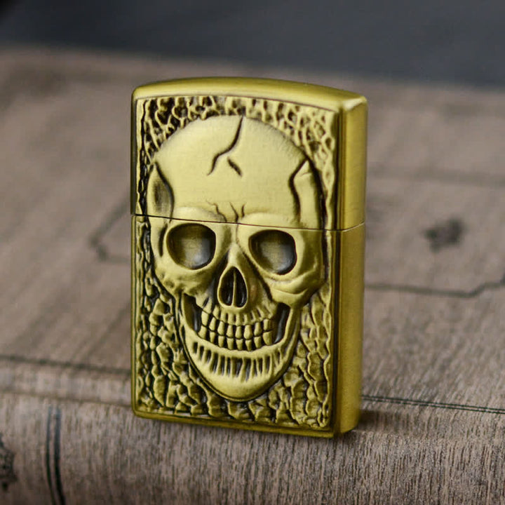 Large Skull Head Design Refillable Butane Lighter - Bronze - image 0