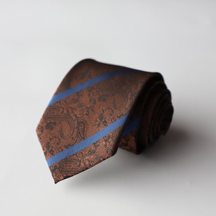 Men's Striped & Paisley Pattern Business Accessories Necktie - SaddleBrown - image 0