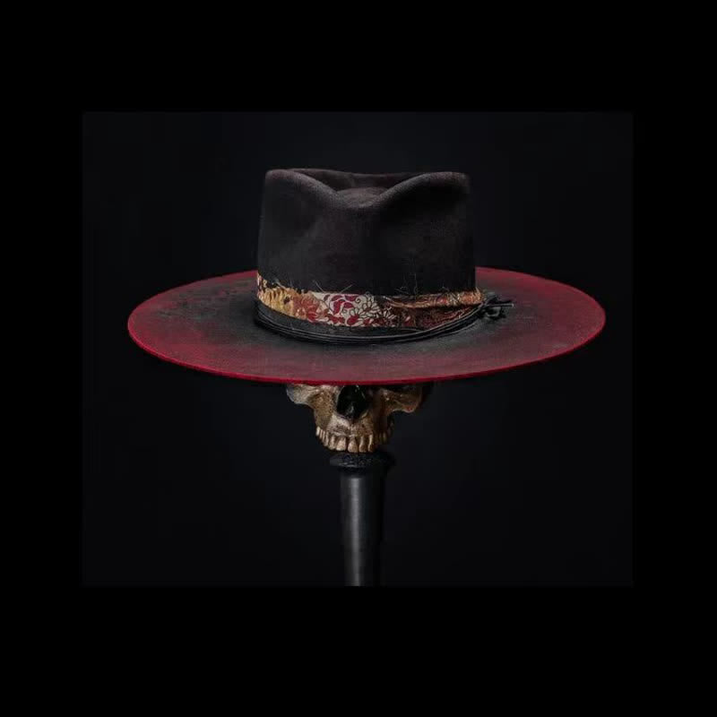 Funny Red Paisley Band Belt Black Cowboy Hat - image 0