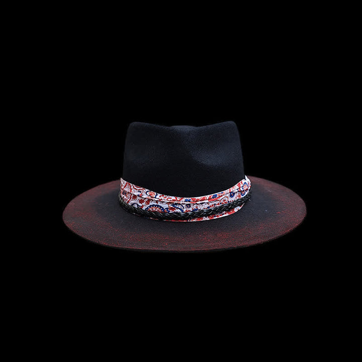 Funny Red Paisley Band Belt Black Cowboy Hat - image 3