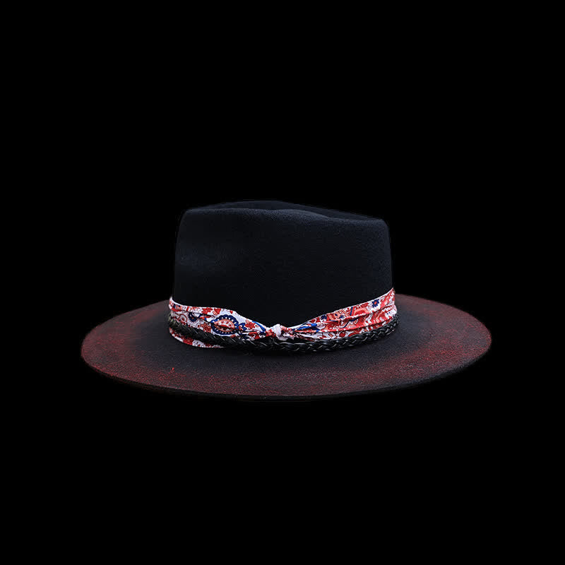 Funny Red Paisley Band Belt Black Cowboy Hat - Black - M (22"-22 7/8") - image 1