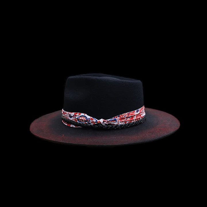Funny Red Paisley Band Belt Black Cowboy Hat - Black - M (22"-22 7/8") - image 1