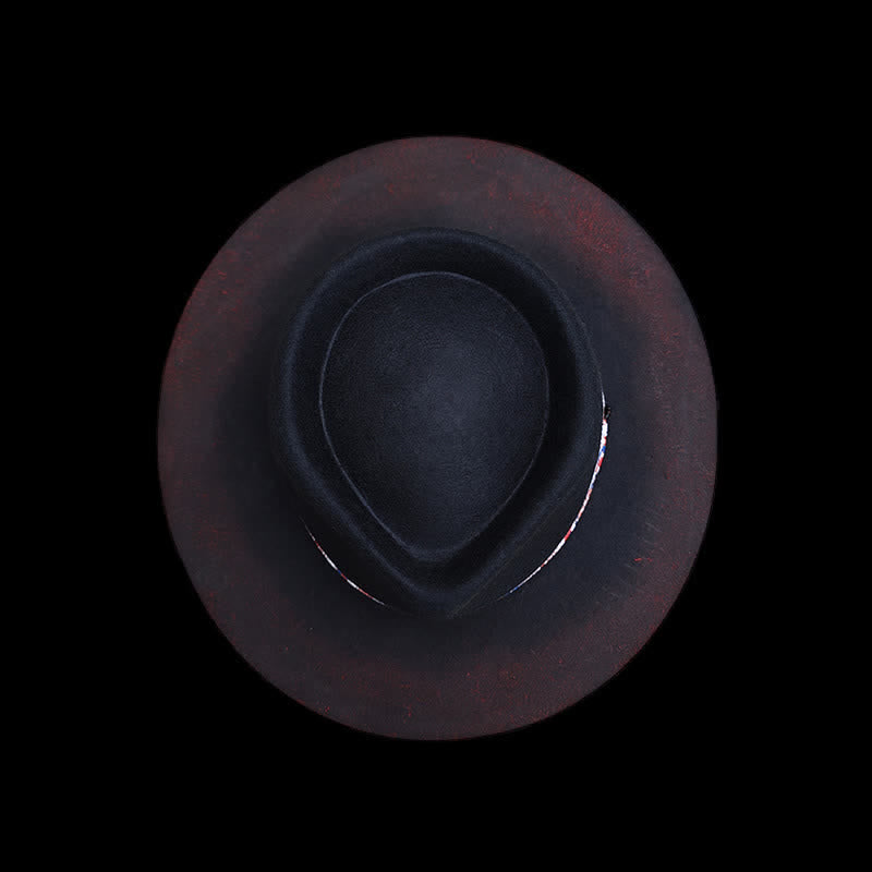 Funny Red Paisley Band Belt Black Cowboy Hat - image 2