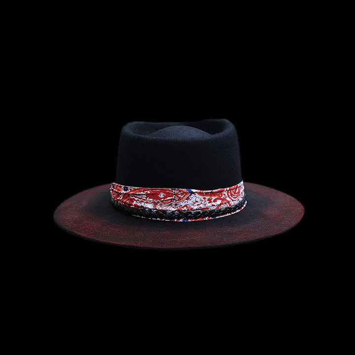 Funny Red Paisley Band Belt Black Cowboy Hat - image 4