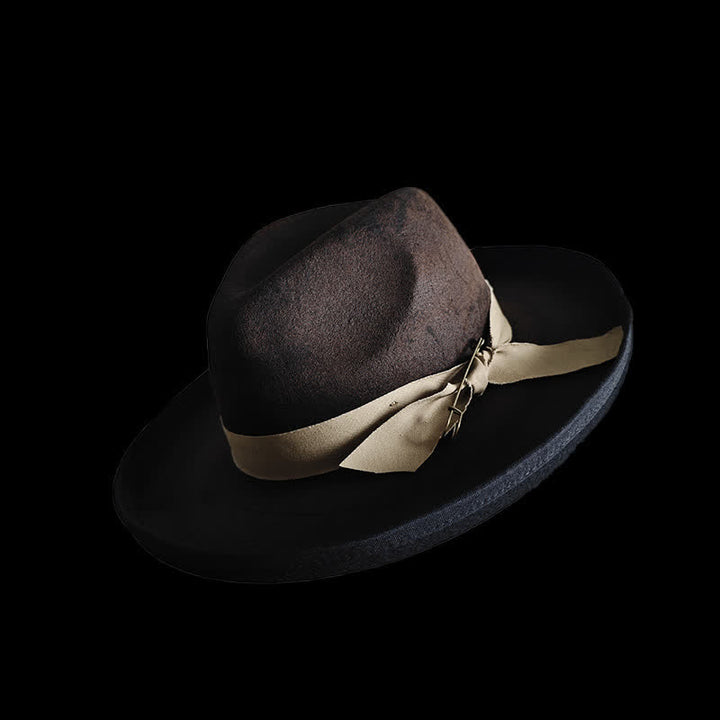 Black Wool Fedora Ribbon Knot Cowboy Hat - image 2