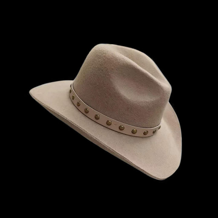 Western Rivets Studded Feather Detailed Cowboy Hat - image 3