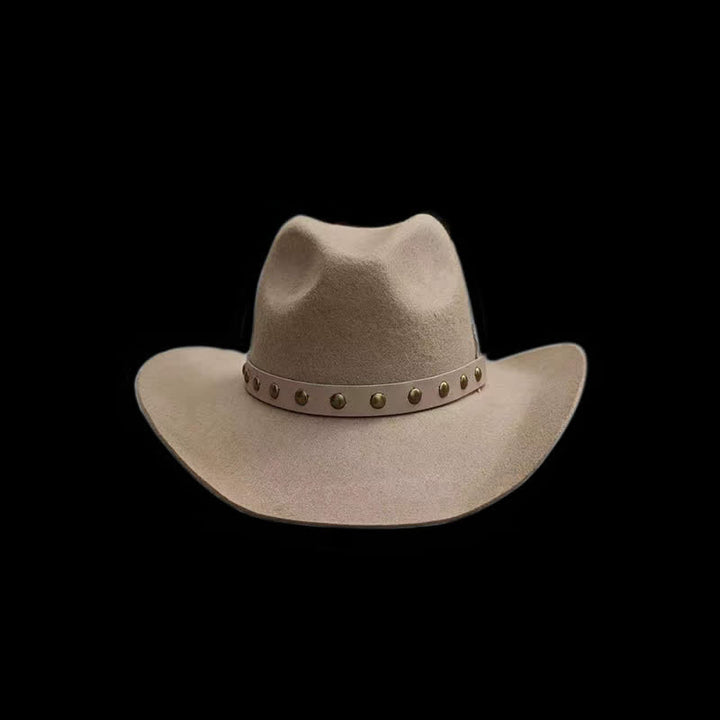 Western Rivets Studded Feather Detailed Cowboy Hat - image 2