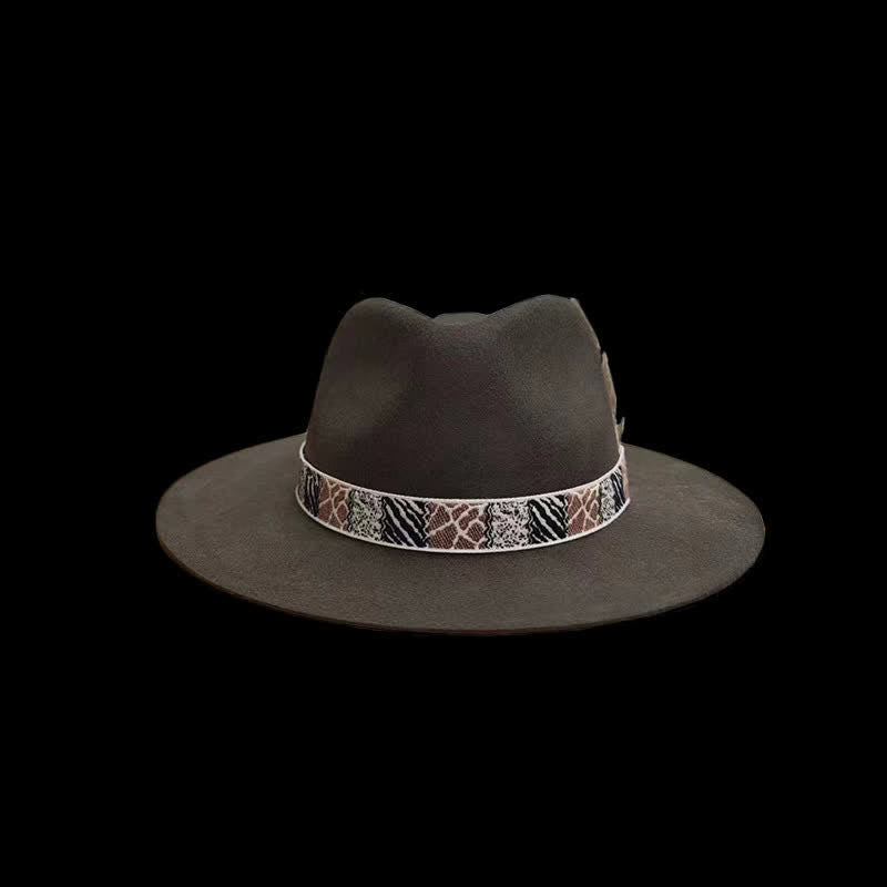 Dark Green Exotic Design Band with Feather Cowboy Hat - image 1