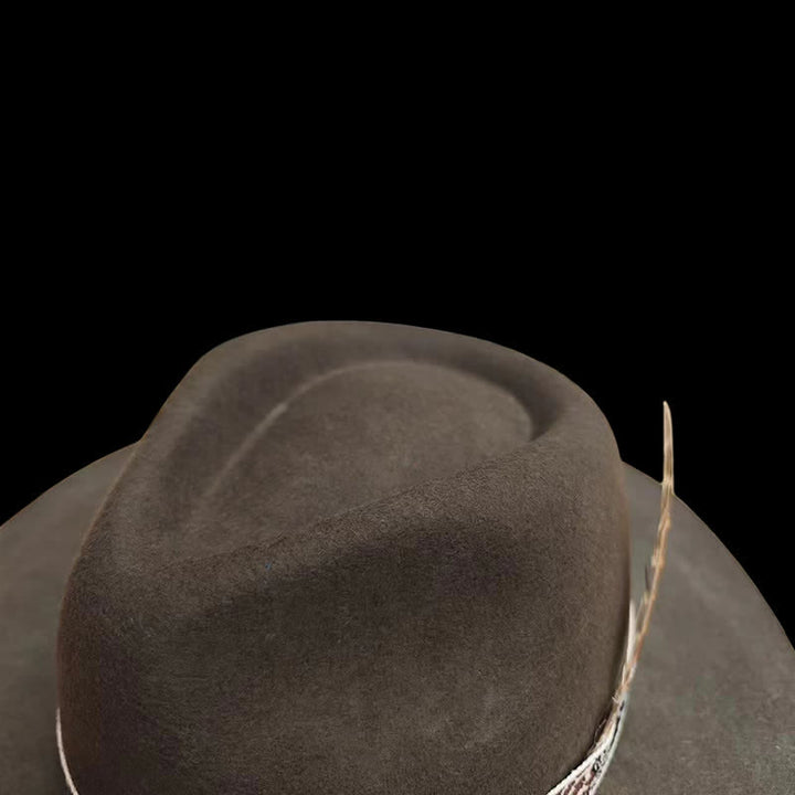 Dark Green Exotic Design Band with Feather Cowboy Hat - image 6