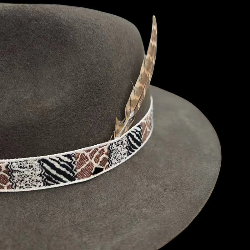Dark Green Exotic Design Band with Feather Cowboy Hat - image 5