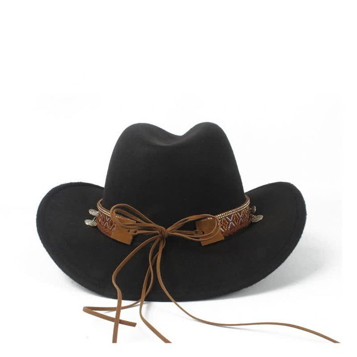 Retro Wide Brimmed Braided Rope Band Cowboy Hat - image 4
