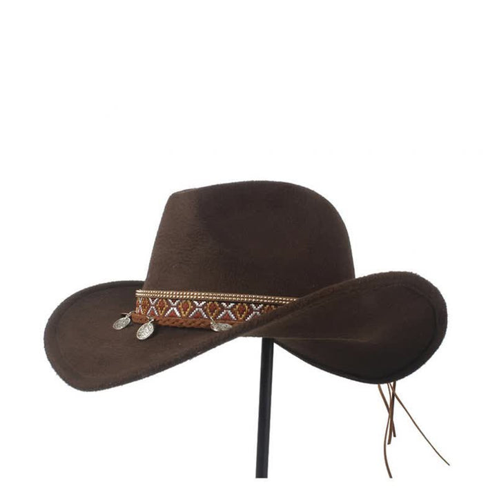 Retro Wide Brimmed Braided Rope Band Cowboy Hat - image 2