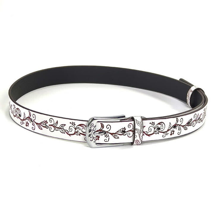 Women's Embossed Leaves Flowers Pattern Leather Belt - image 15
