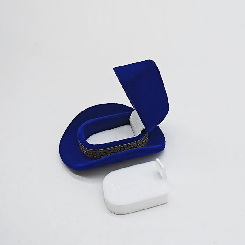 Western Cute Cowboy Hat Velvet Ring Box - Royal - image 7
