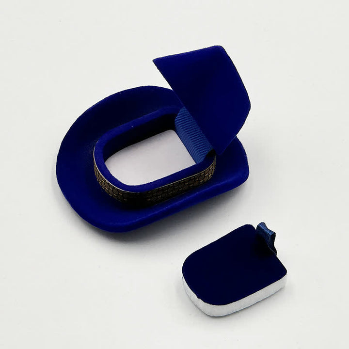 Western Cute Cowboy Hat Velvet Ring Box - Navy - image 10