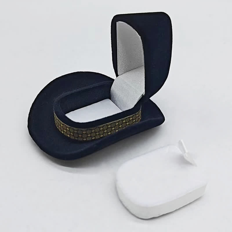 Western Cute Cowboy Hat Velvet Ring Box - Black & White - image 11
