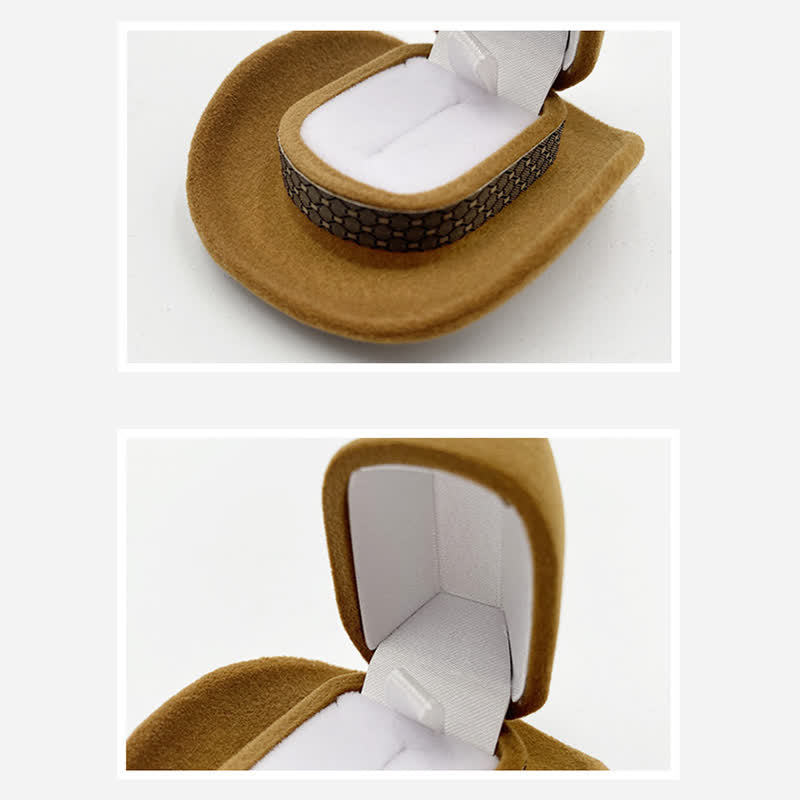 Western Cute Cowboy Hat Velvet Ring Box - image 6