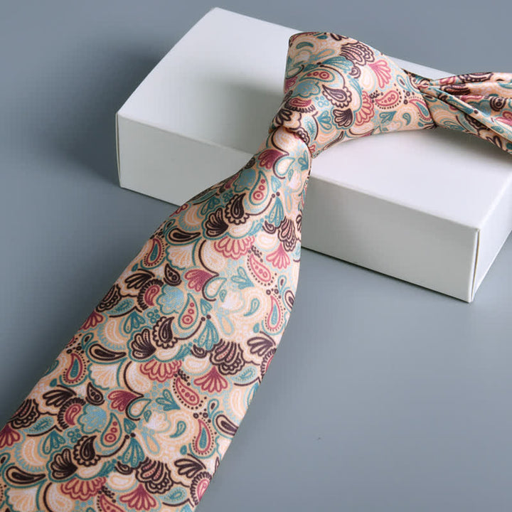 Men's Light Salmon Little Paisley Pattern Causal Necktie - image 1