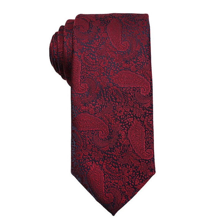 Men's Dark Red Series Paisley Evening Dress Accessories Necktie - Style #2 - image 3