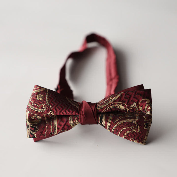 Men's Floral Striped Jacquard Woven Double Layers Bow Tie - Style #19 - image 21