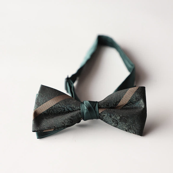 Men's Floral Striped Jacquard Woven Double Layers Bow Tie - Style #8 - image 10