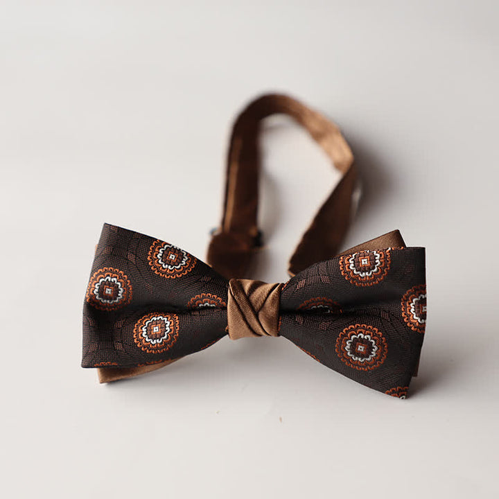 Men's Floral Striped Jacquard Woven Double Layers Bow Tie - Style #23 - image 25