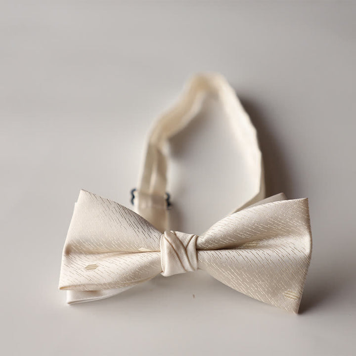 Men's Floral Striped Jacquard Woven Double Layers Bow Tie - Style #6 - image 8