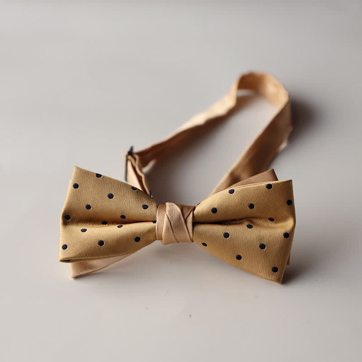 Men's Floral Striped Jacquard Woven Double Layers Bow Tie - Style #3 - image 5