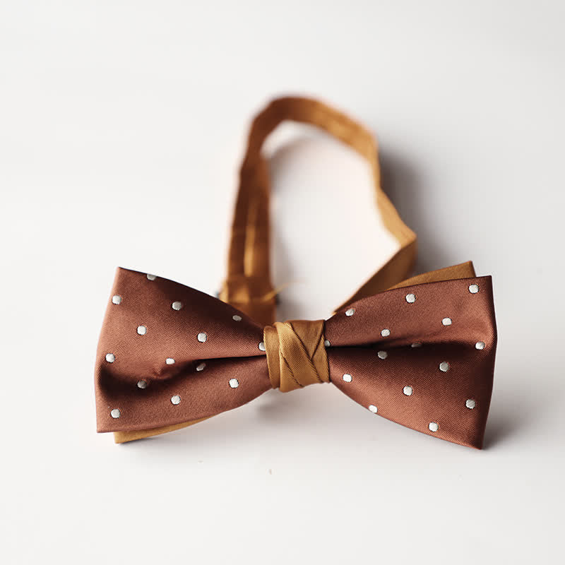 Men's Floral Striped Jacquard Woven Double Layers Bow Tie - Style #2 - image 4