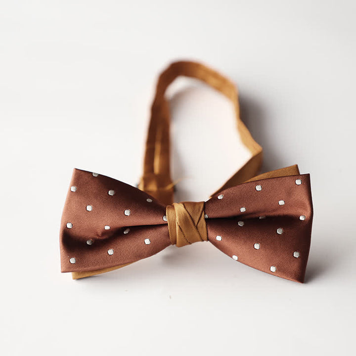 Men's Floral Striped Jacquard Woven Double Layers Bow Tie - Style #2 - image 4