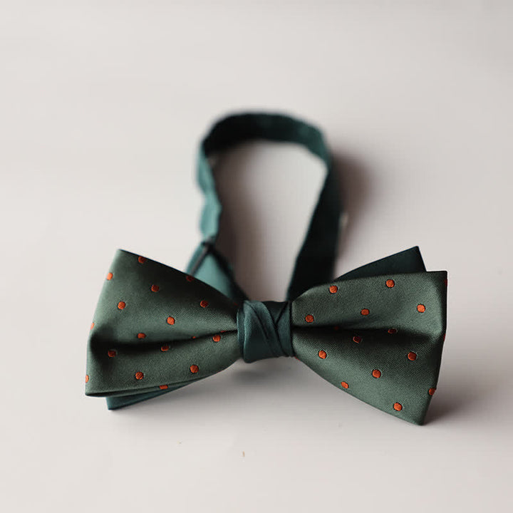 Men's Floral Striped Jacquard Woven Double Layers Bow Tie - Style #5 - image 7