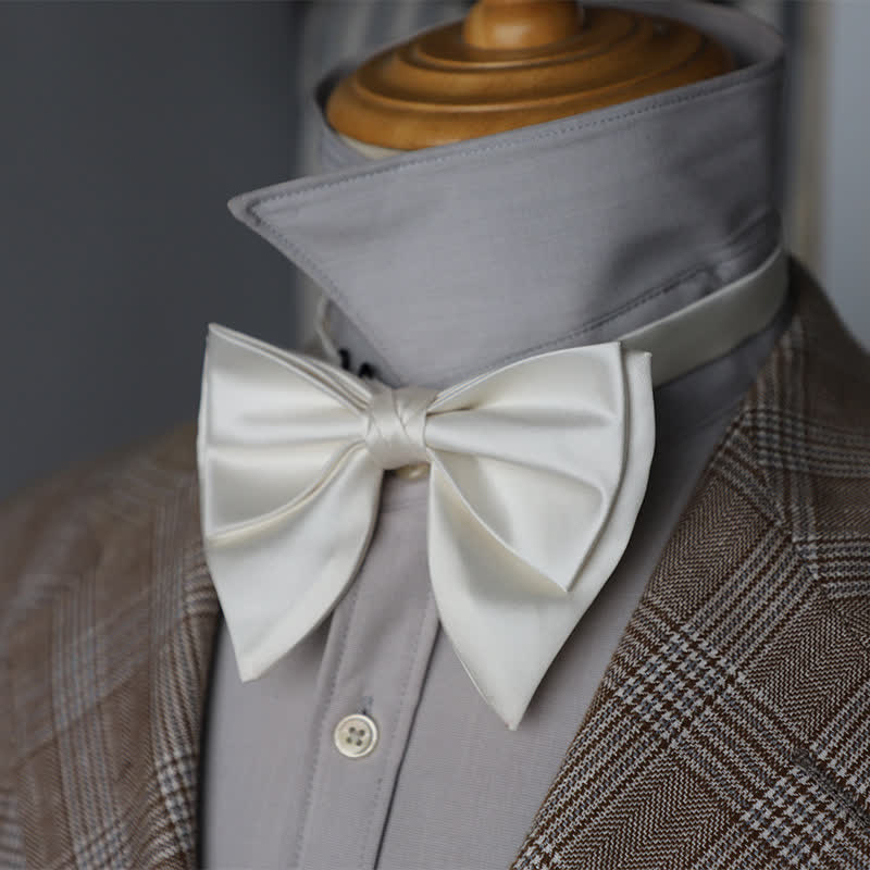 Men's Butterfly Solid Color Double Layered Oversized Pointed Bow Tie - image 4
