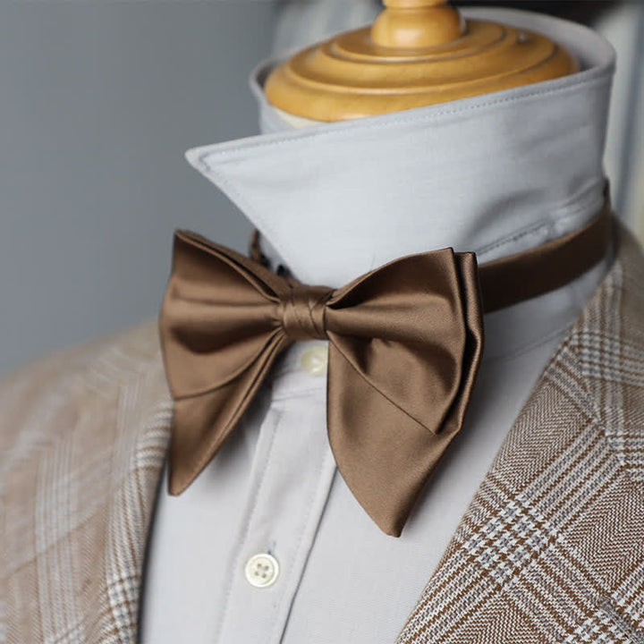Men's Butterfly Solid Color Double Layered Oversized Pointed Bow Tie - image 6