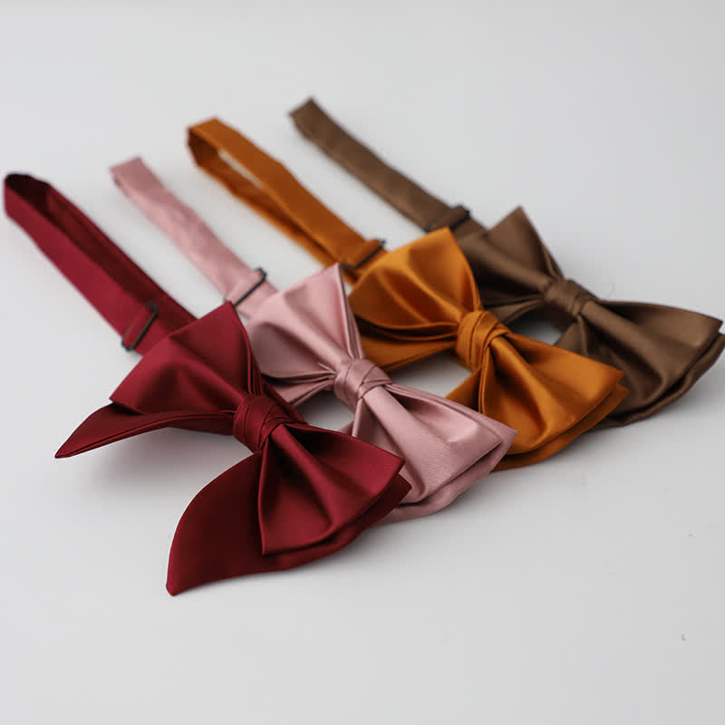 Men's Butterfly Solid Color Double Layered Oversized Pointed Bow Tie - image 1
