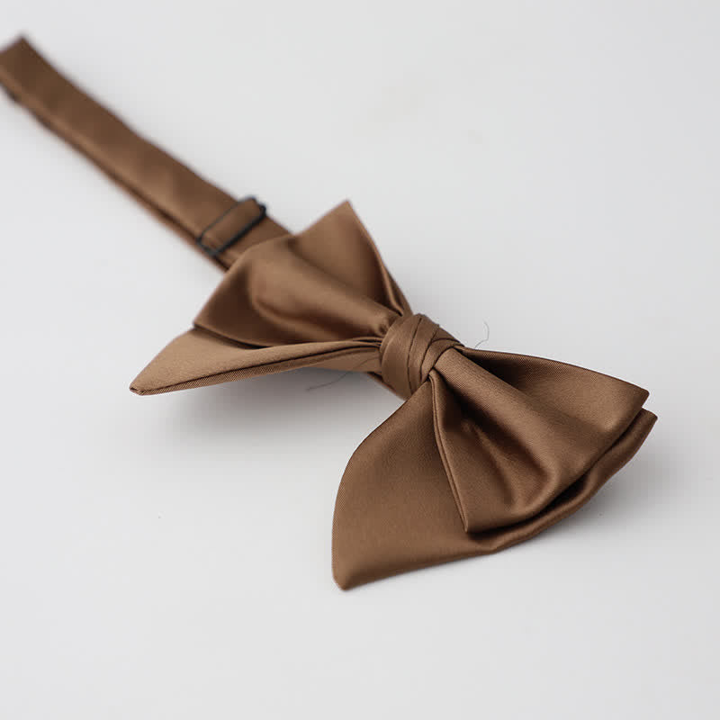 Men's Butterfly Solid Color Double Layered Oversized Pointed Bow Tie - Sienna - image 5
