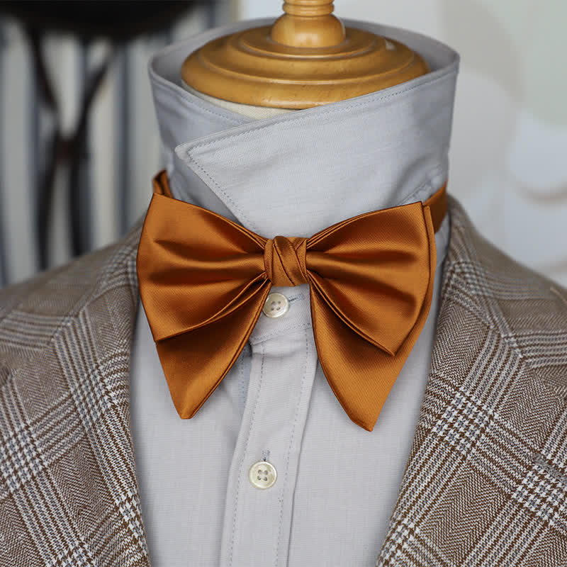 Men's Butterfly Solid Color Double Layered Oversized Pointed Bow Tie - image 0
