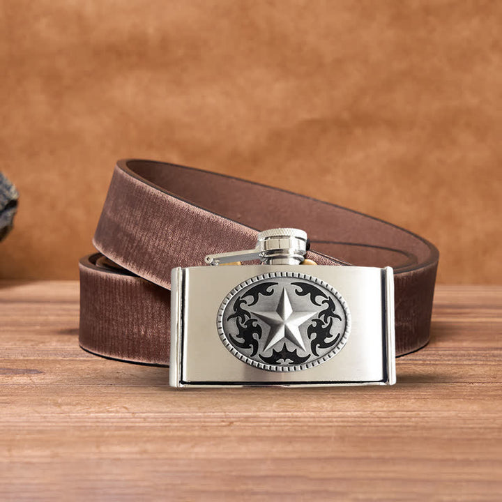 Men's DIY 3oz. Western Star Leather Belt with Hidden Flask - Western Star - Brown Distressed Belt - 42 - image 6