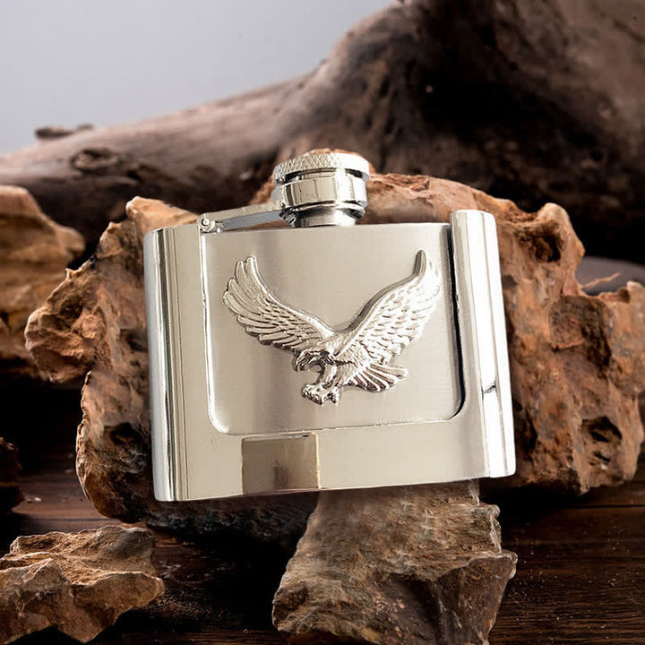 Men's DIY 2oz. Flying Eagle Leather Belt with Hidden Flask - Flying Eagle - Without Belt - Not Included Belt - image 0