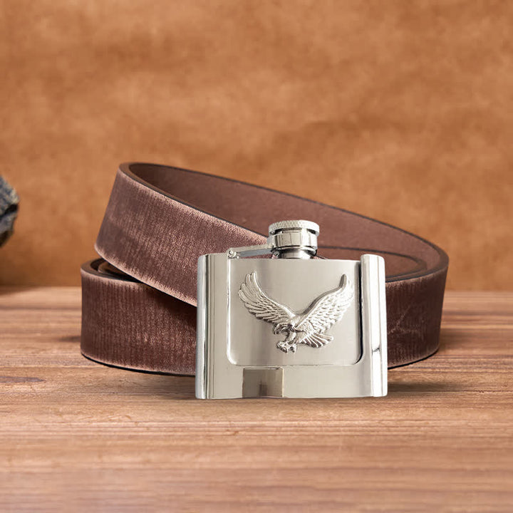 Men's DIY 2oz. Flying Eagle Leather Belt with Hidden Flask - Flying Eagle - Brown Distressed Belt - 42 - image 7