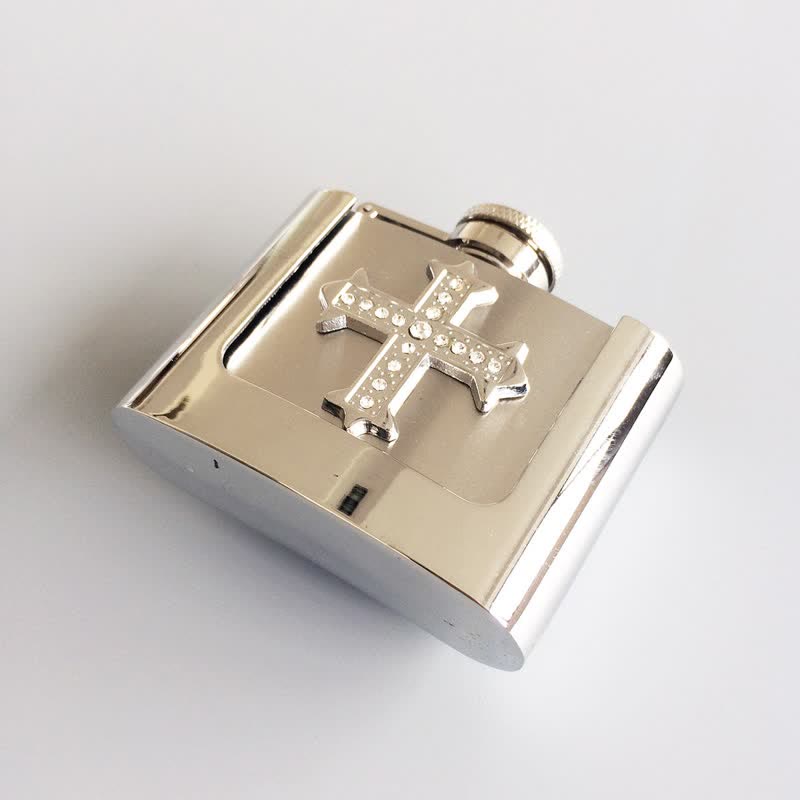 Men's DIY 2oz. Cross Rhinestone Leather Belt with Hidden Flask - image 3