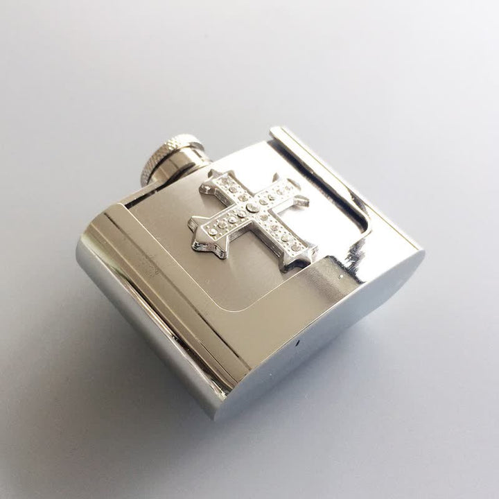Men's DIY 2oz. Cross Rhinestone Leather Belt with Hidden Flask - image 2