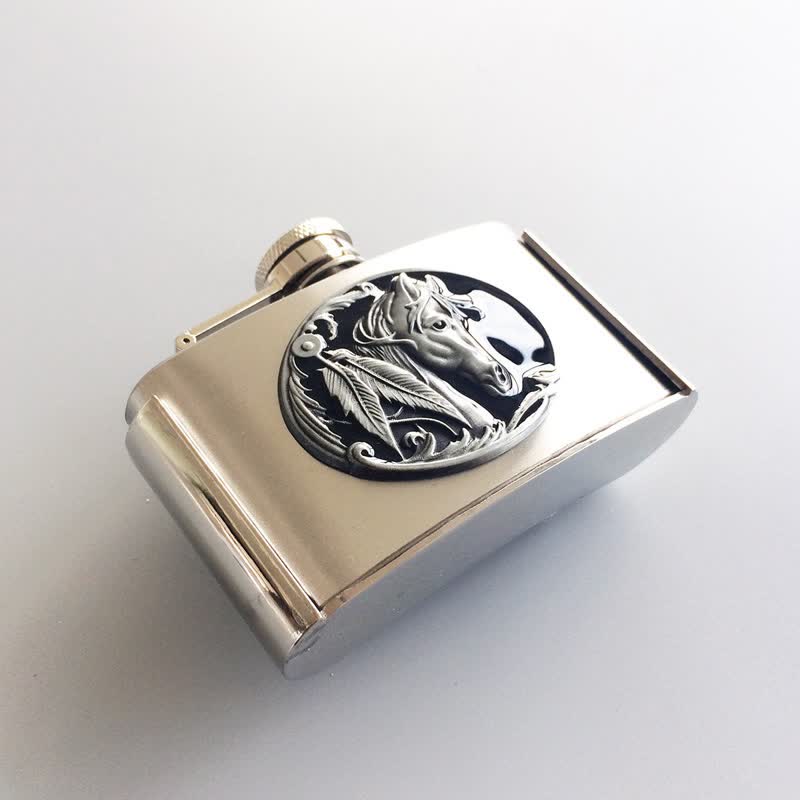 Men's DIY 3oz. Horse Head Leather Belt with Hidden Flask - image 1