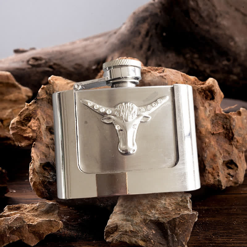 Men's DIY 2oz. Bull Head Leather Belt with Hidden Flask - Bull Head - Without Belt - Not Included Belt - image 0