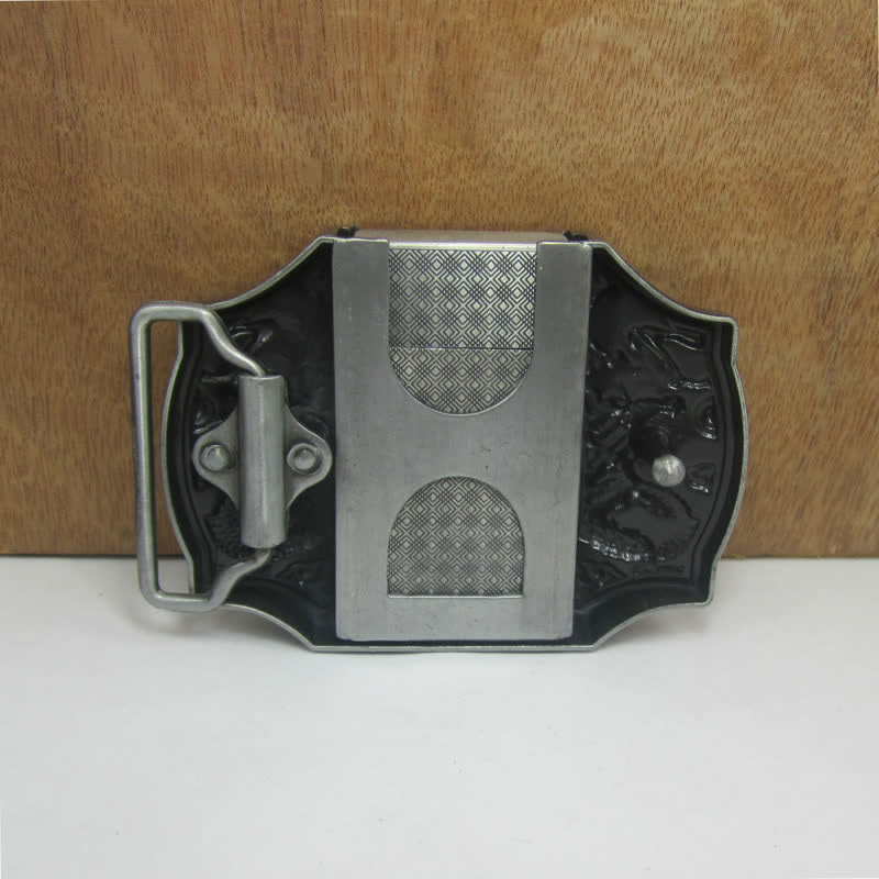 Men's DIY Antique Silver Dragon Leather Belt with Hidden Lighter - image 1