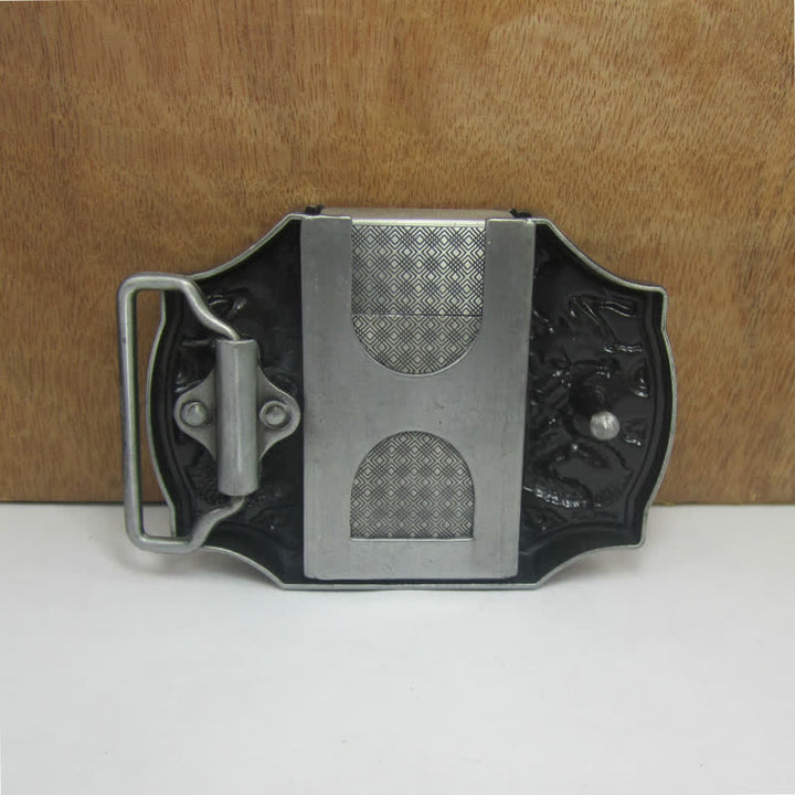 Men's DIY Antique Silver Dragon Leather Belt with Hidden Lighter - image 1