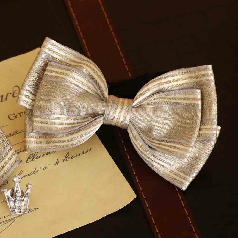 Men's Glossy Triple Layered Classic Striped Bow Tie - image 1