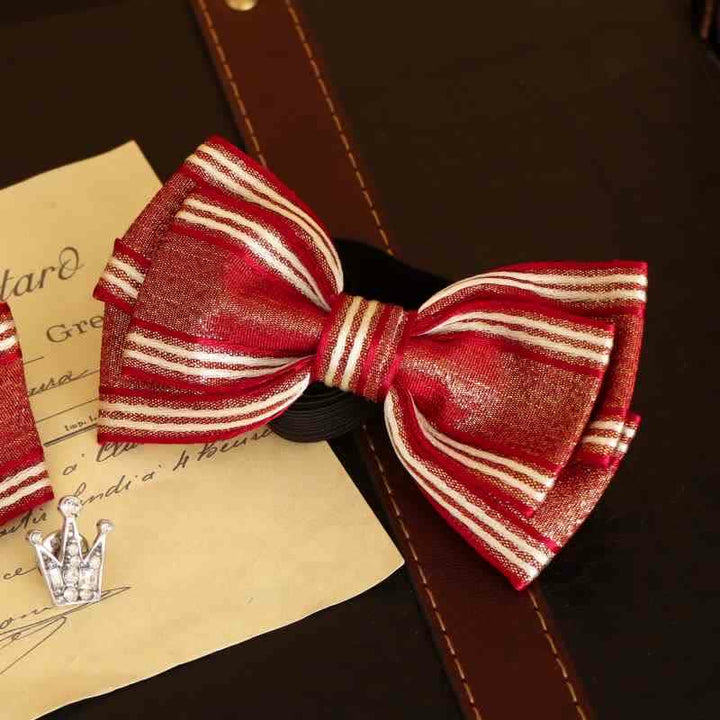 Men's Glossy Triple Layered Classic Striped Bow Tie - image 3